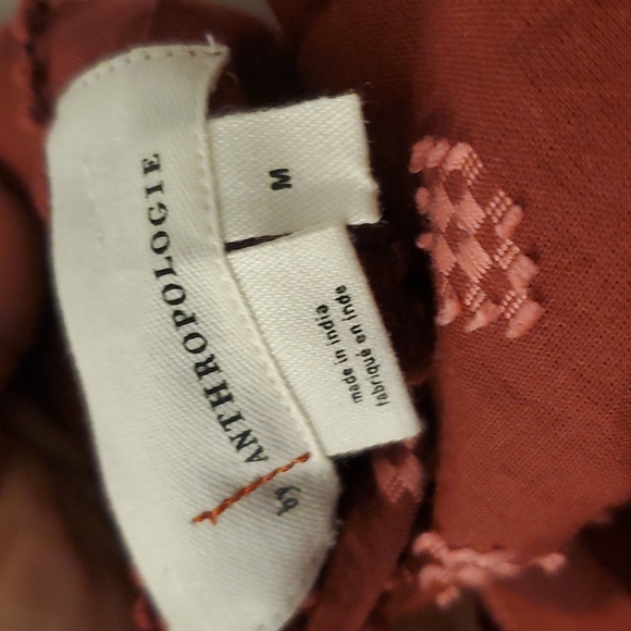 Anthropologie burgundy and pink blouse, M, ties in back - Picture 6 of 6